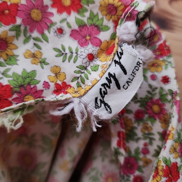 GARY JAY x VINTAGE 60's micro floral cottagecore midi‎ dress ruffle lace sleeve - Picture 3 of 11